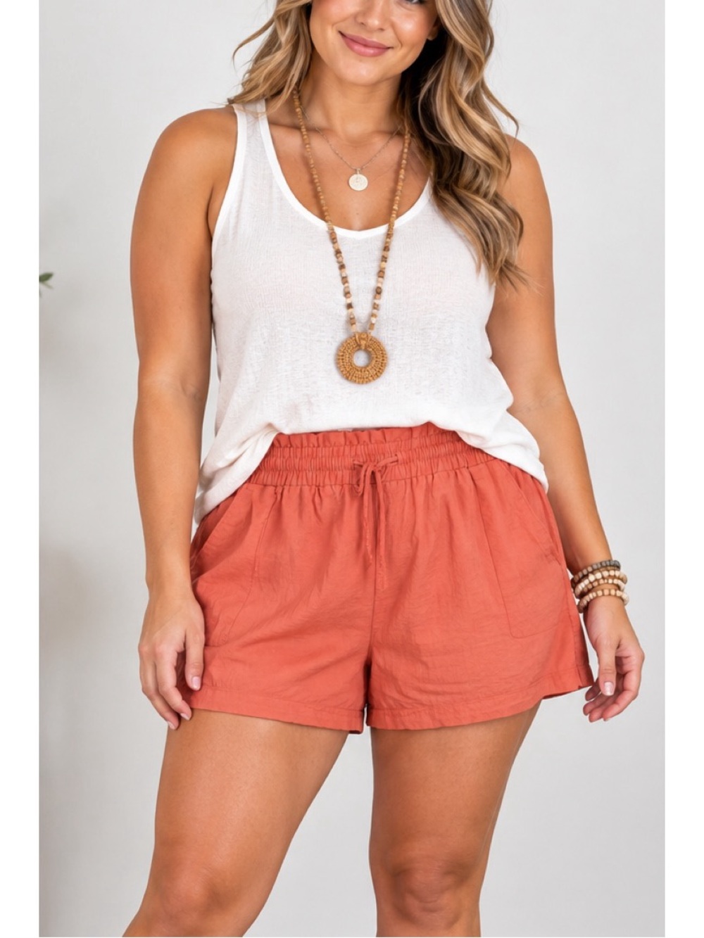 A New Day Cute and casual coral-orange shorts, Large